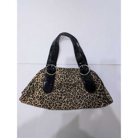 Animal Print Bag Shoulder Rockabilly Retro Pin Up Patent Leather Cheetah - Picture 1 of 7
